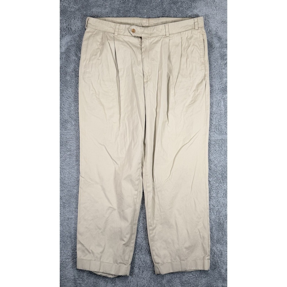 Bills Khakis M2P Pants Mens 38*x30 Beige Chino Pleated Cuffed Trousers USA Made